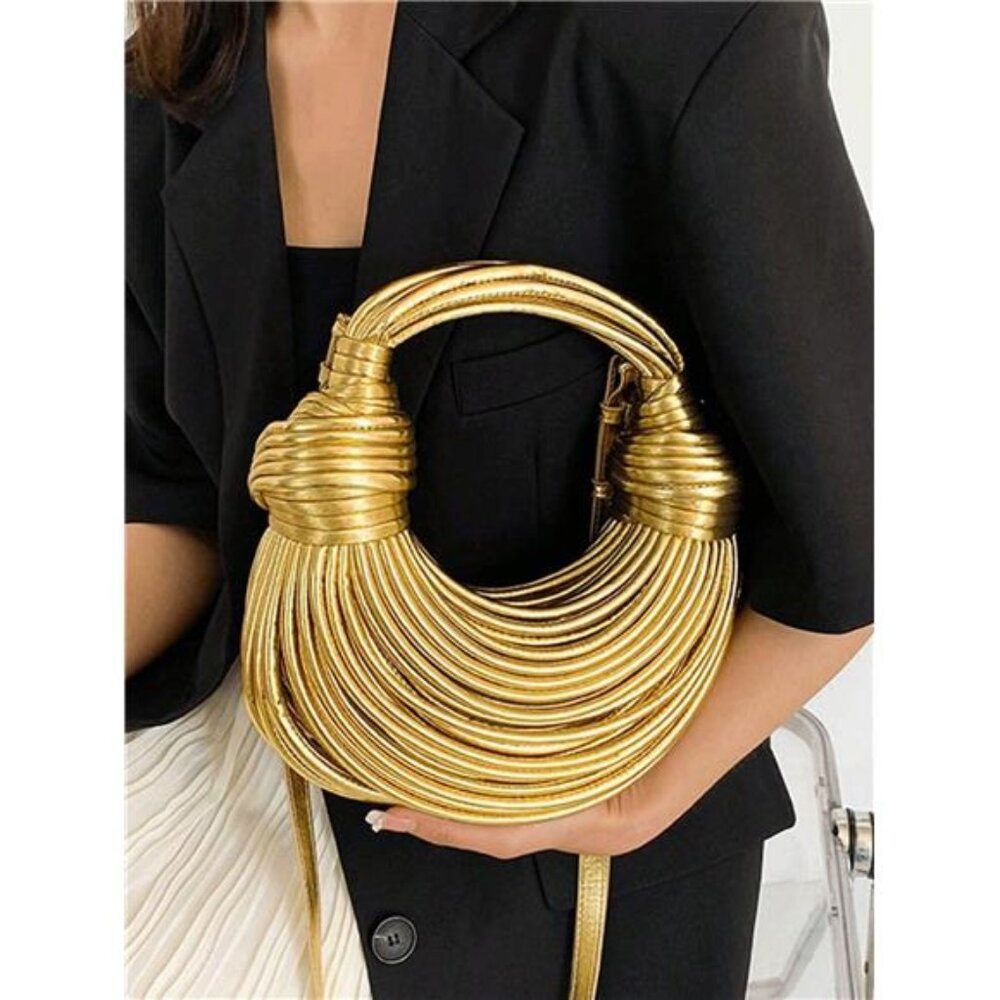 Gold Fashion Classic Handmade Woven Bag Decoration Design Retro Heavy Shoulder